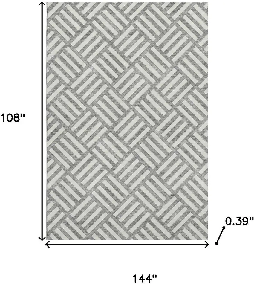 Gray And Ivory Geometric Washable Area Rug With UV Protection Photo 3