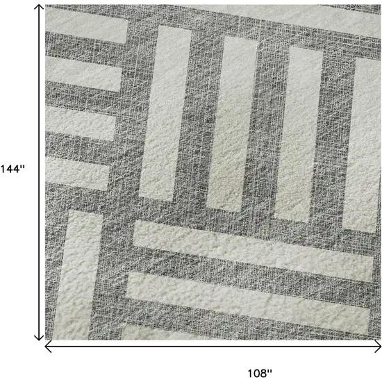 Gray And Ivory Geometric Washable Area Rug With UV Protection Photo 8