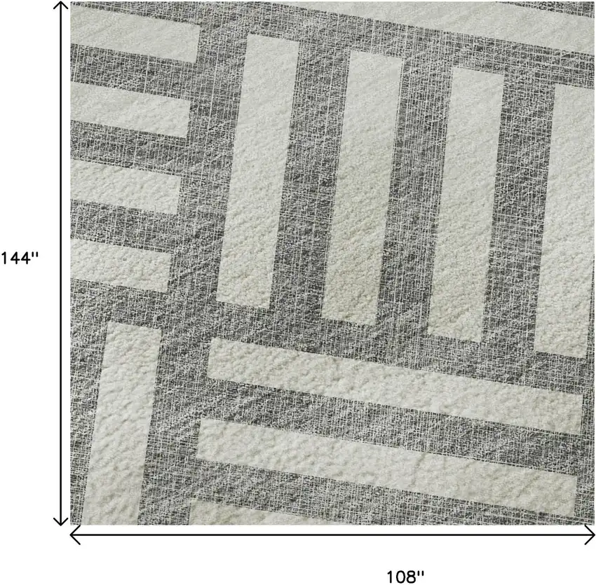 Gray And Ivory Geometric Washable Area Rug With UV Protection Photo 8