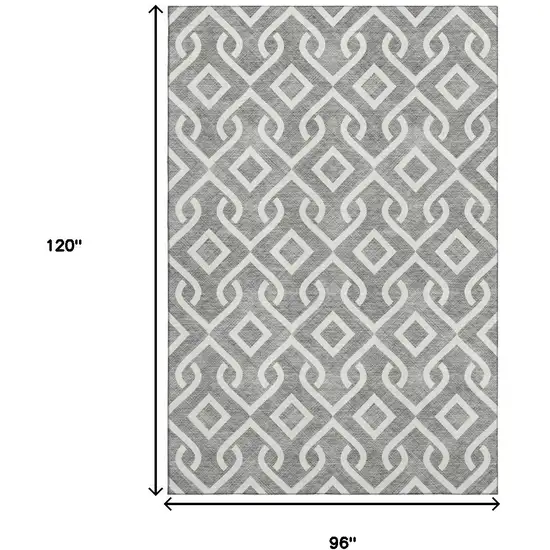 Gray And Ivory Geometric Washable Area Rug With UV Protection Photo 9