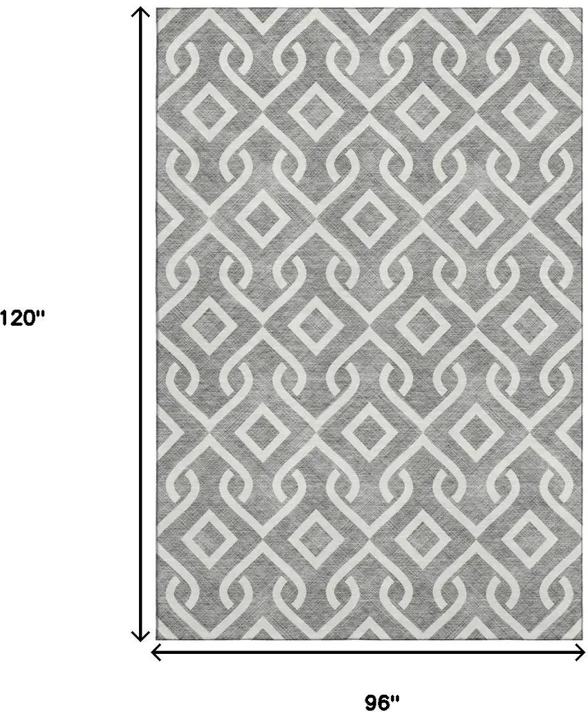 Gray And Ivory Geometric Washable Area Rug With UV Protection Photo 9
