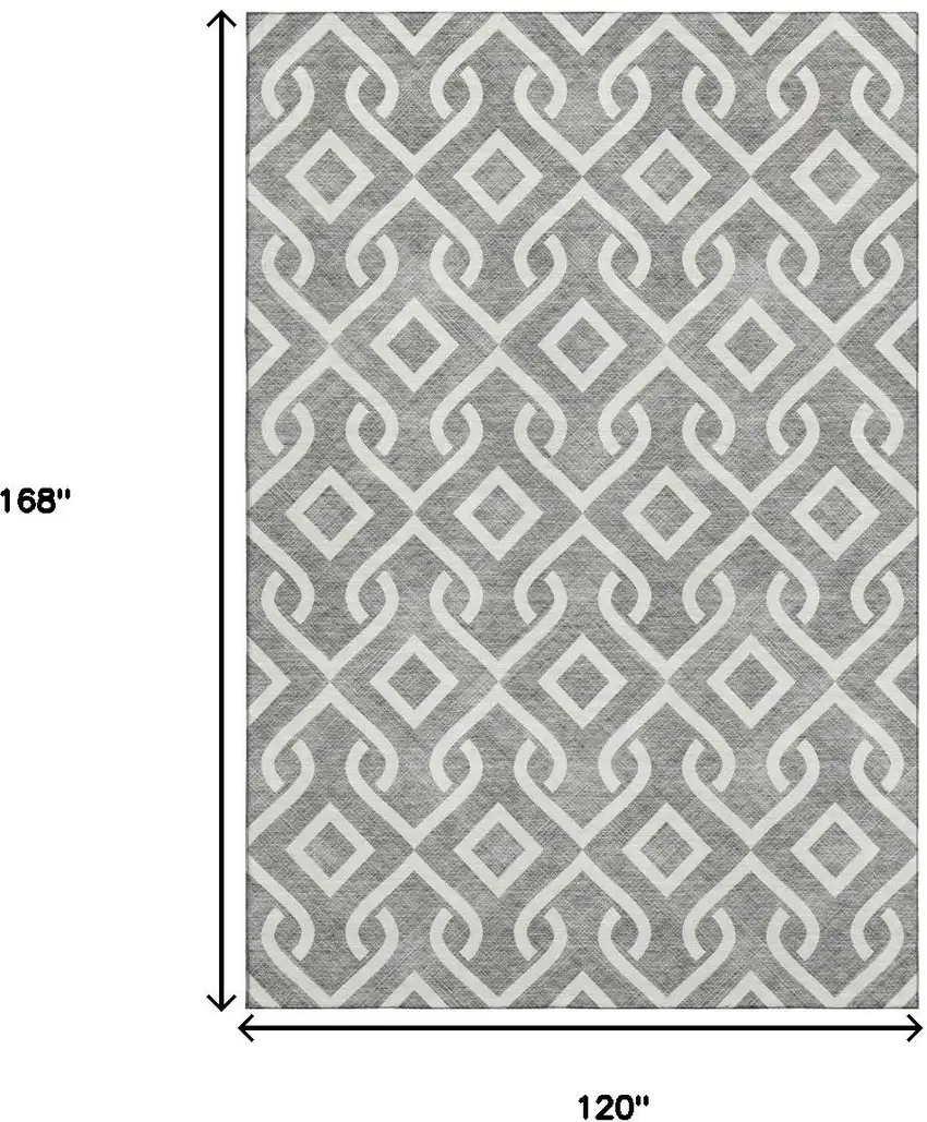 Gray And Ivory Geometric Washable Area Rug With UV Protection Photo 9