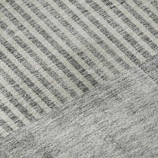 Gray And Ivory Geometric Washable Area Rug With UV Protection Photo 8