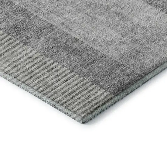 Gray And Ivory Geometric Washable Area Rug With UV Protection Photo 7