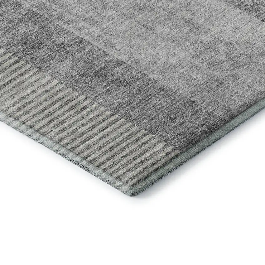 Gray And Ivory Geometric Washable Area Rug With UV Protection Photo 7