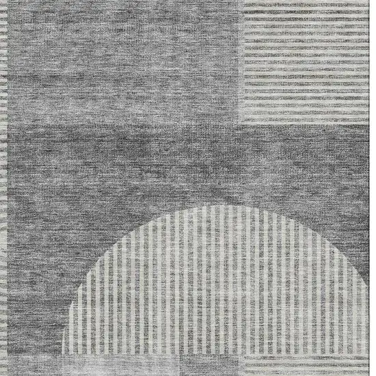 Gray And Ivory Geometric Washable Area Rug With UV Protection Photo 3