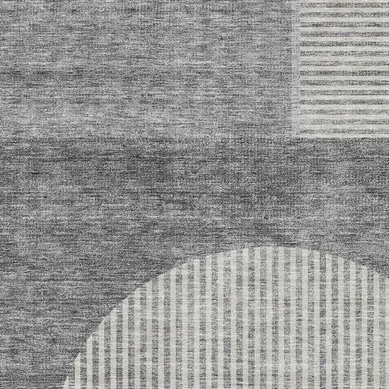 Gray And Ivory Geometric Washable Area Rug With UV Protection Photo 2