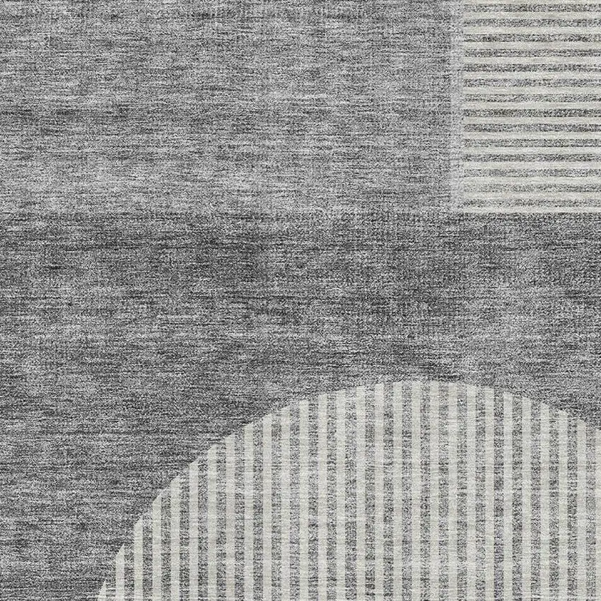 Gray And Ivory Geometric Washable Area Rug With UV Protection Photo 2