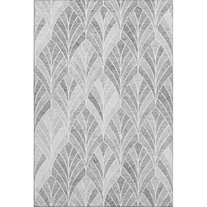 Photo of Gray And Ivory Geometric Washable Area Rug With UV Protection