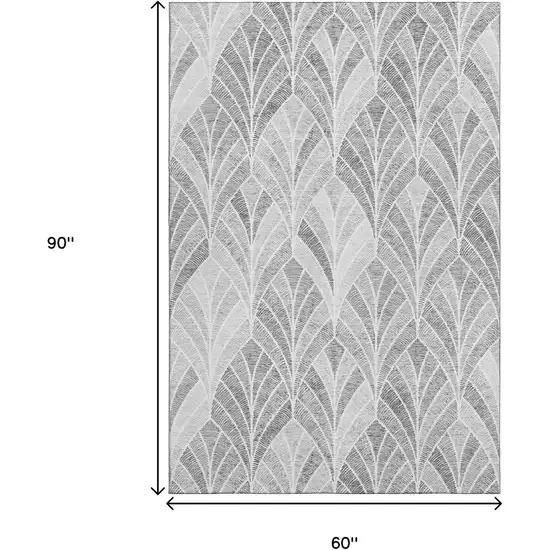 Gray And Ivory Geometric Washable Area Rug With UV Protection Photo 3
