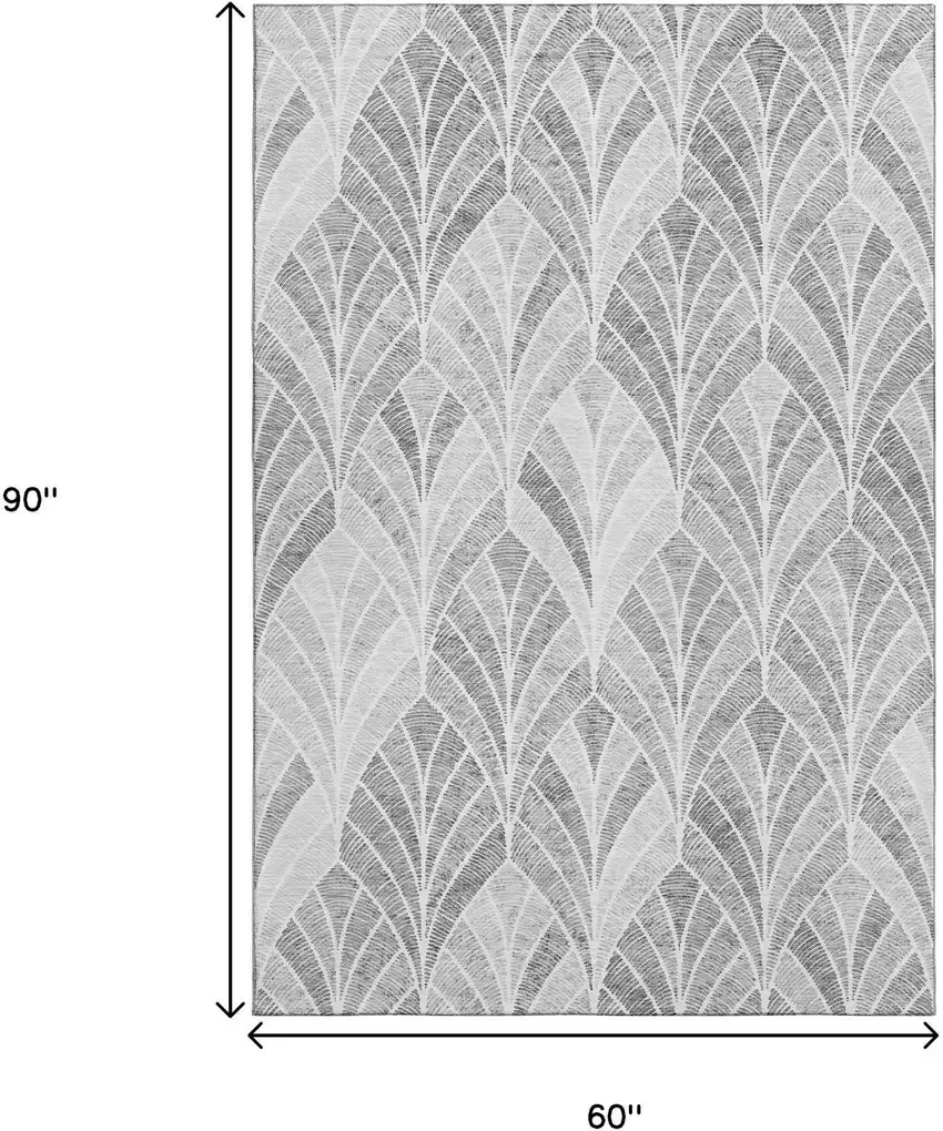 Gray And Ivory Geometric Washable Area Rug With UV Protection Photo 3