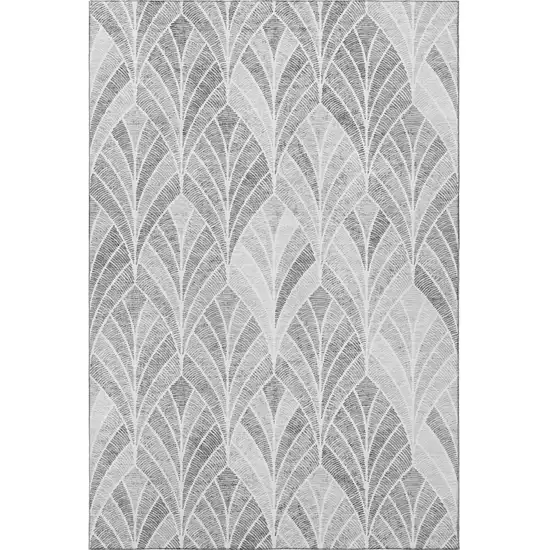 Gray And Ivory Geometric Washable Area Rug With UV Protection Photo 3