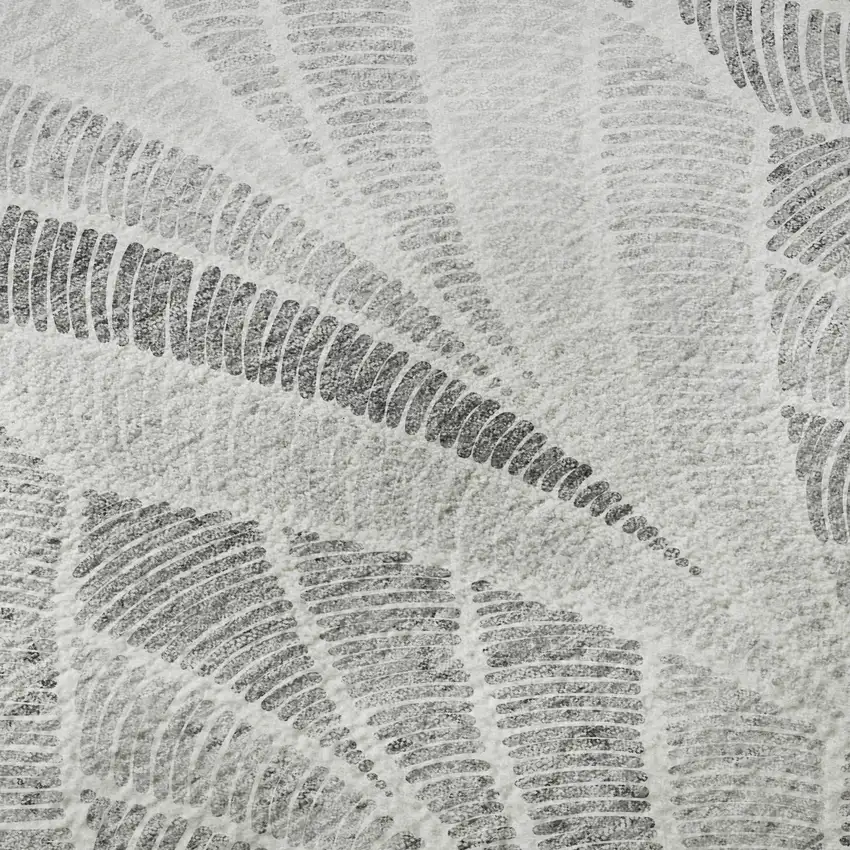 Gray And Ivory Geometric Washable Area Rug With UV Protection Photo 9