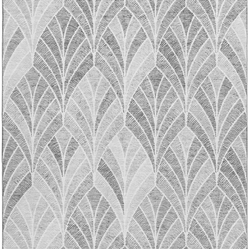 Gray And Ivory Geometric Washable Area Rug With UV Protection Photo 3