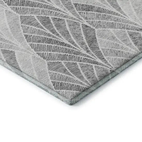 Gray And Ivory Geometric Washable Area Rug With UV Protection Photo 8