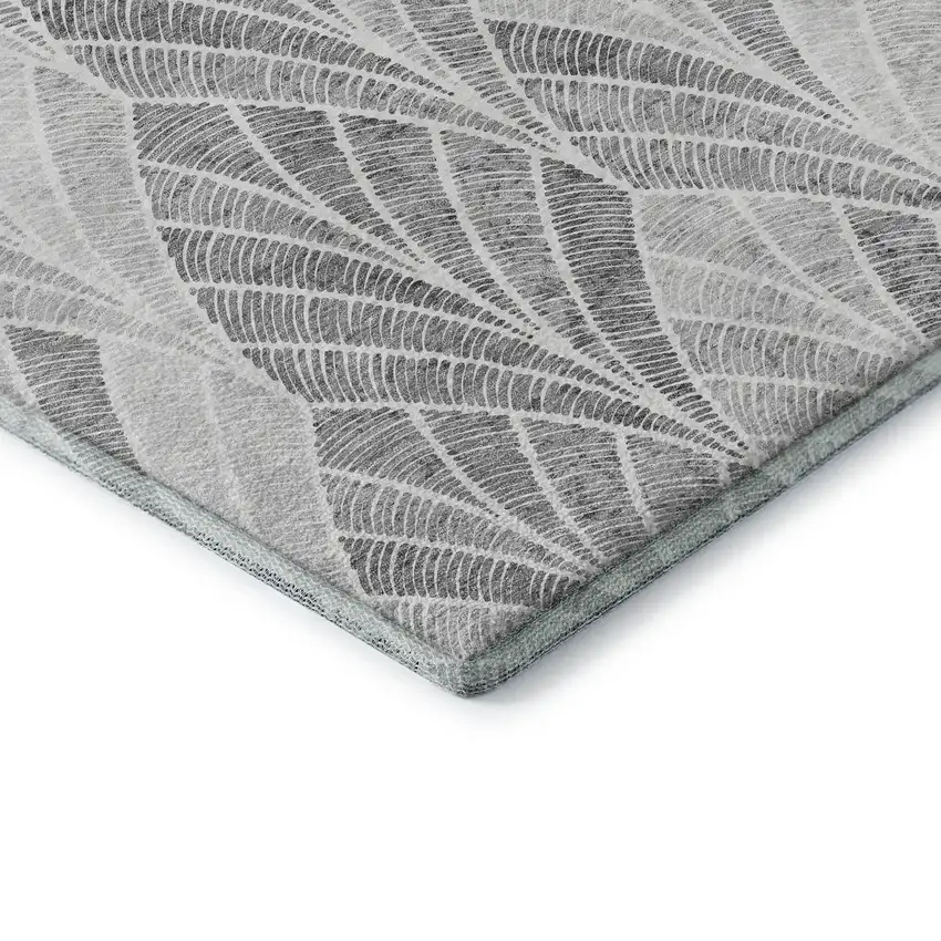 Gray And Ivory Geometric Washable Area Rug With UV Protection Photo 8