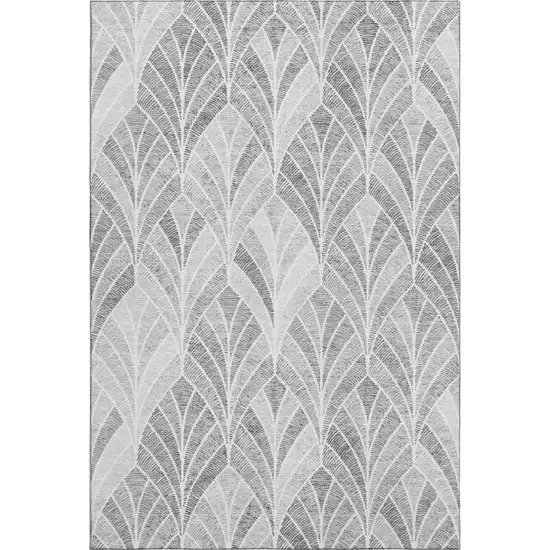 Gray And Ivory Geometric Washable Area Rug With UV Protection Photo 1
