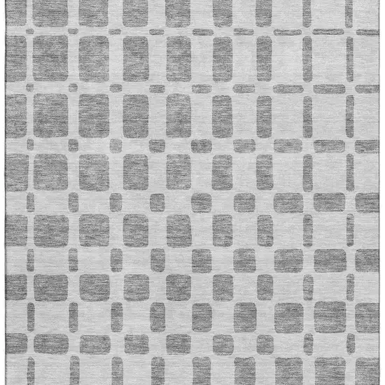 Gray And Ivory Geometric Washable Area Rug With UV Protection Photo 3