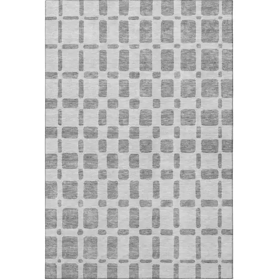 Gray And Ivory Geometric Washable Area Rug With UV Protection Photo 4