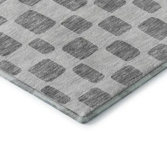 Gray And Ivory Geometric Washable Area Rug With UV Protection Photo 8