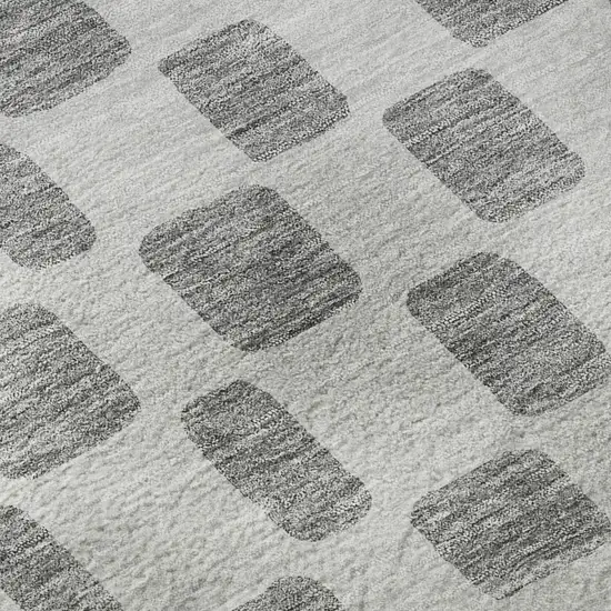 Gray And Ivory Geometric Washable Area Rug With UV Protection Photo 7