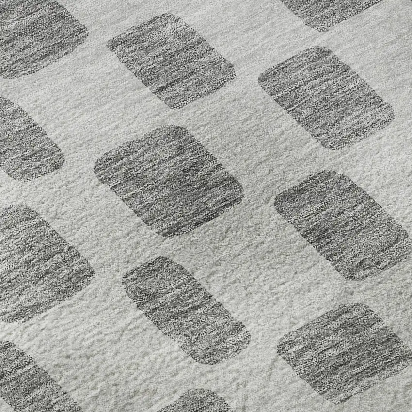 Gray And Ivory Geometric Washable Area Rug With UV Protection Photo 7