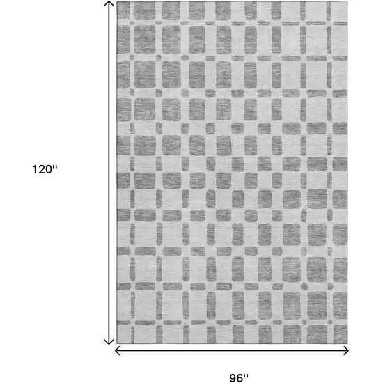 Gray And Ivory Geometric Washable Area Rug With UV Protection Photo 8