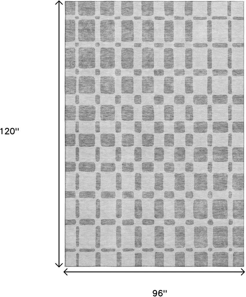 Gray And Ivory Geometric Washable Area Rug With UV Protection Photo 8