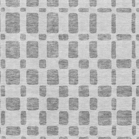 Gray And Ivory Geometric Washable Area Rug With UV Protection Photo 3