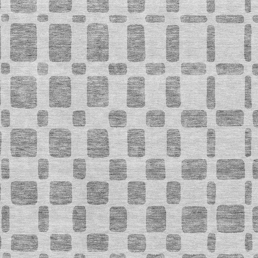 Gray And Ivory Geometric Washable Area Rug With UV Protection Photo 3