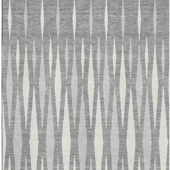 Gray And Ivory Geometric Washable Area Rug With UV Protection Photo 4