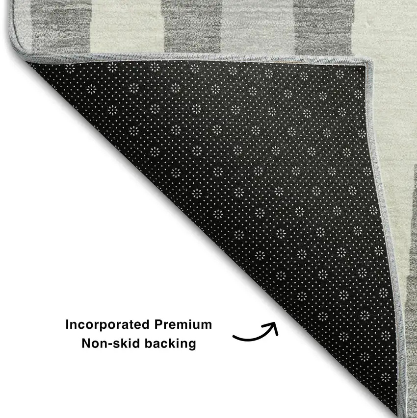 Gray And Ivory Geometric Washable Area Rug With UV Protection Photo 7