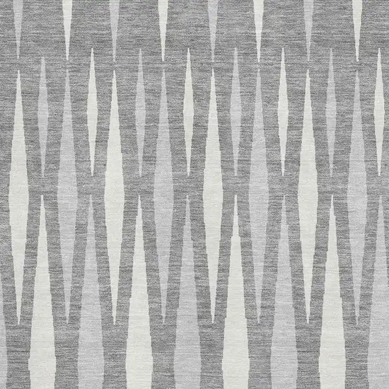 Gray And Ivory Geometric Washable Area Rug With UV Protection Photo 3