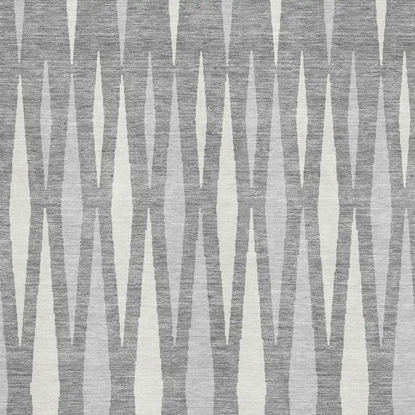 Gray And Ivory Geometric Washable Area Rug With UV Protection Photo 3