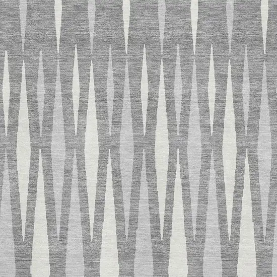 Gray And Ivory Geometric Washable Area Rug With UV Protection Photo 3