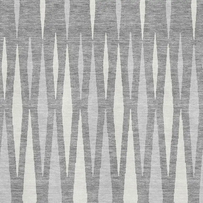 Gray And Ivory Geometric Washable Area Rug With UV Protection Photo 3