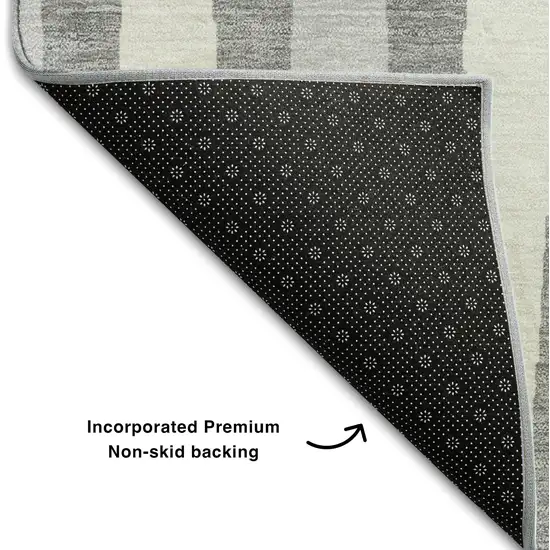 Gray And Ivory Geometric Washable Area Rug With UV Protection Photo 7