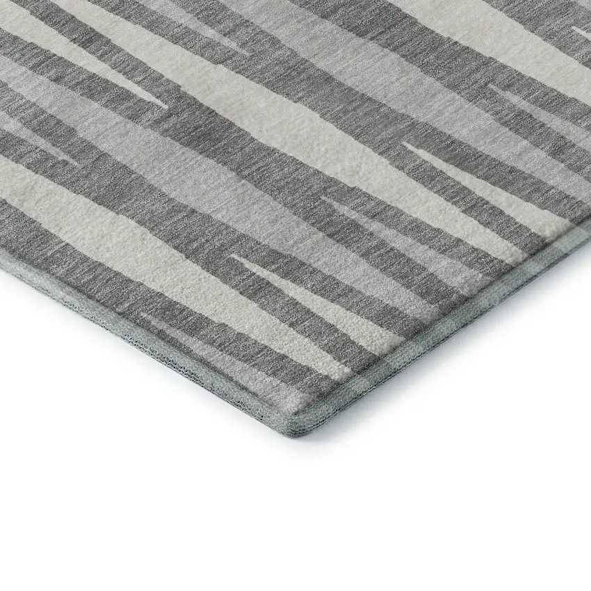 Gray And Ivory Geometric Washable Area Rug With UV Protection Photo 8