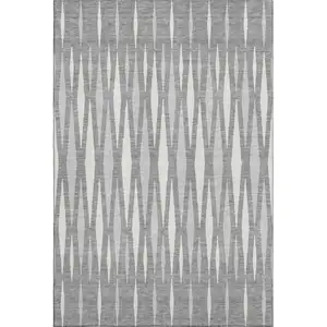 Photo of Gray And Ivory Geometric Washable Area Rug With UV Protection