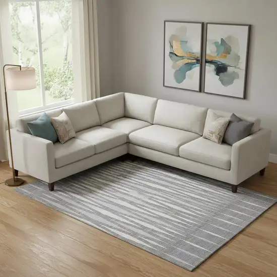 Gray And Ivory Geometric Washable Area Rug With UV Protection Photo 1