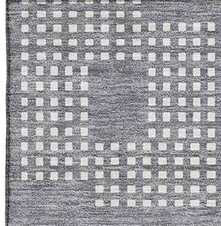 Gray And Ivory Geometric Washable Area Rug With UV Protection Photo 3