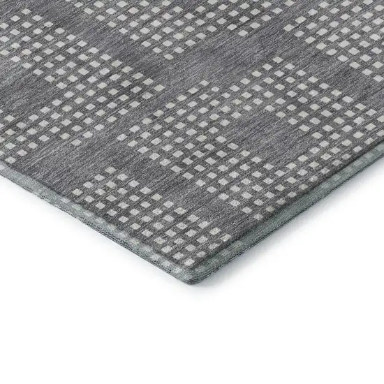Gray And Ivory Geometric Washable Area Rug With UV Protection Photo 8