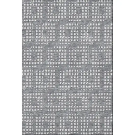Gray And Ivory Geometric Washable Area Rug With UV Protection Photo 4