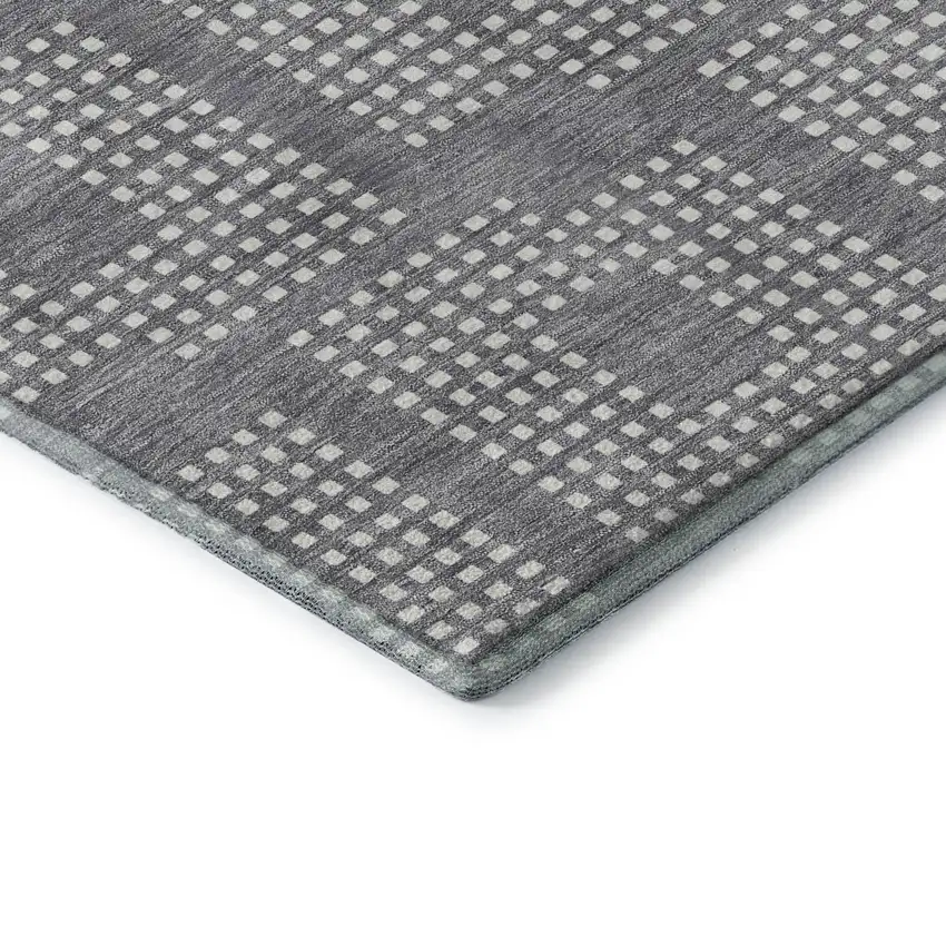 Gray And Ivory Geometric Washable Area Rug With UV Protection Photo 8