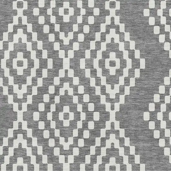 Gray And Ivory Geometric Washable Area Rug With UV Protection Photo 3