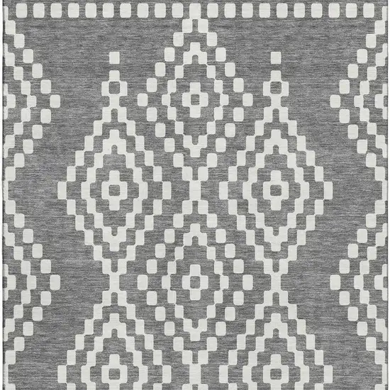 Gray And Ivory Geometric Washable Area Rug With UV Protection Photo 3