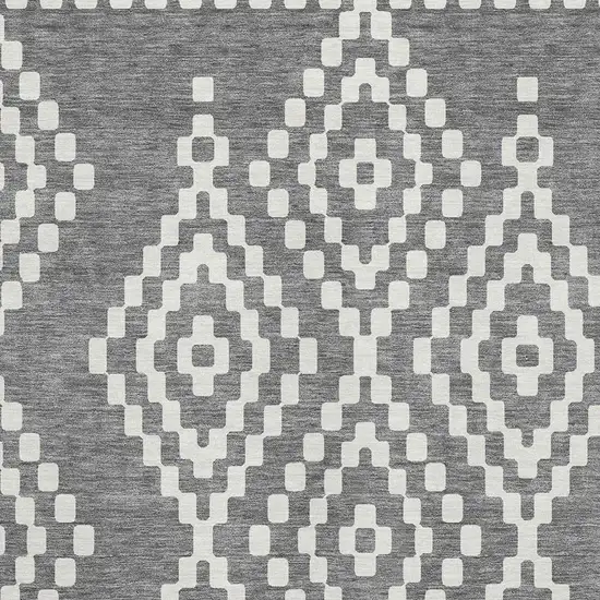 Gray And Ivory Geometric Washable Area Rug With UV Protection Photo 3
