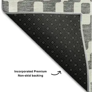Photo of Gray And Ivory Geometric Washable Area Rug With UV Protection