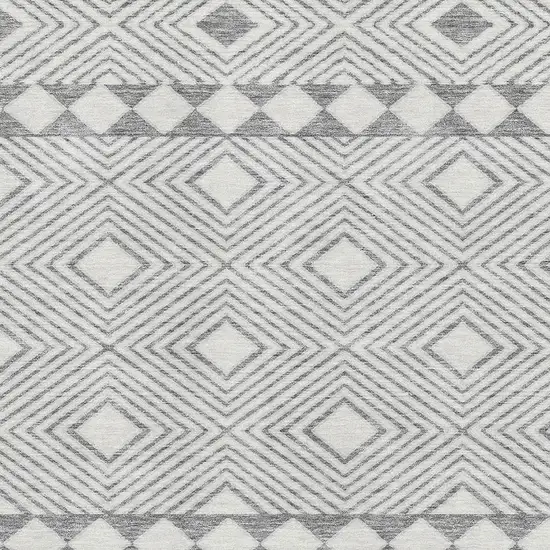 Gray And Ivory Geometric Washable Area Rug With UV Protection Photo 3