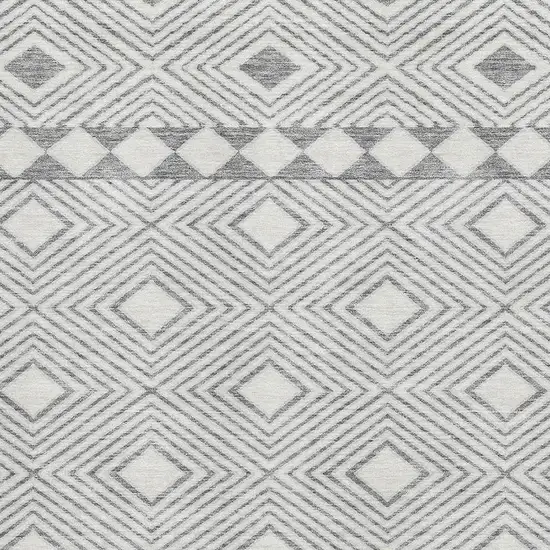 Gray And Ivory Geometric Washable Area Rug With UV Protection Photo 3